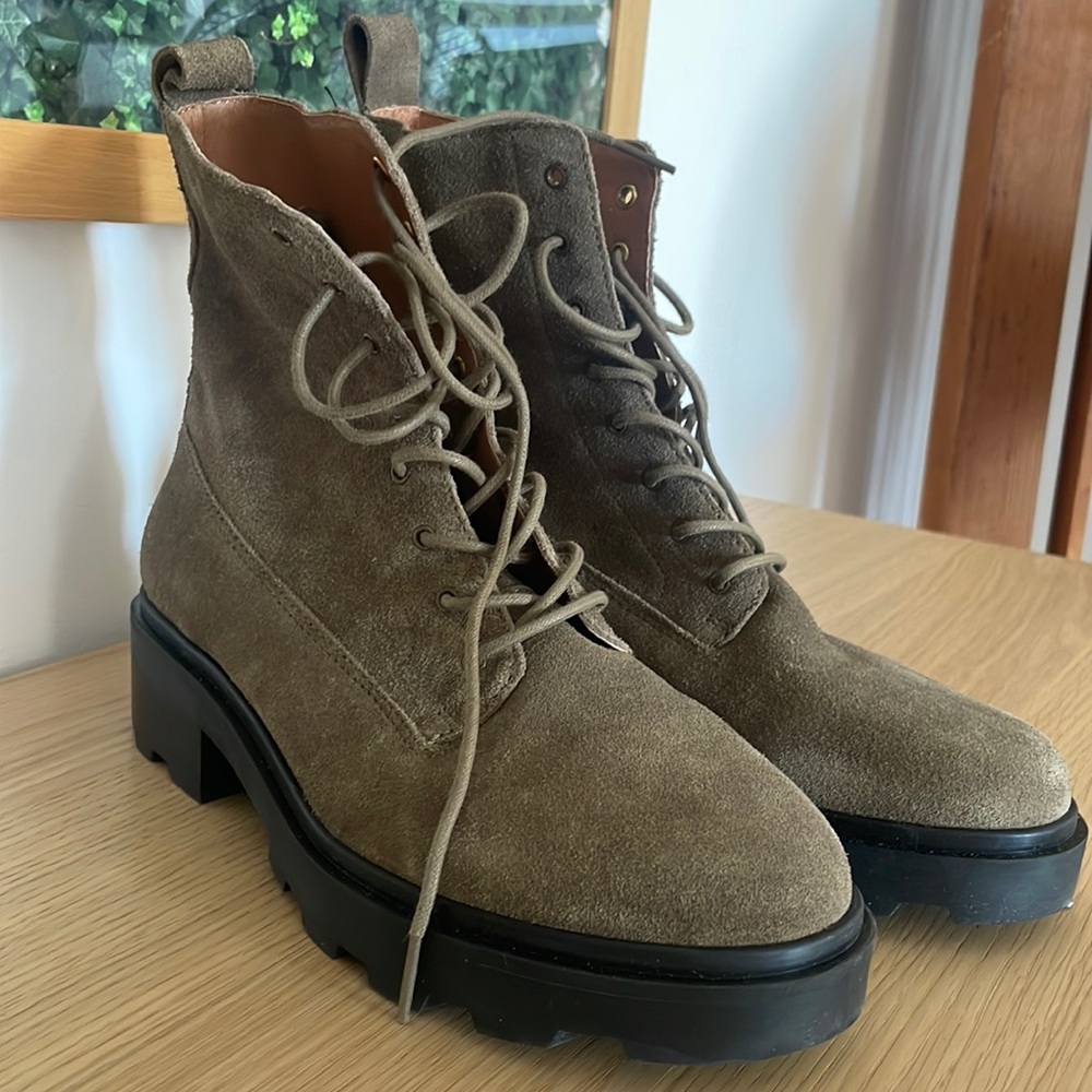 New Madewell lace-up combat boots olive green 8.5